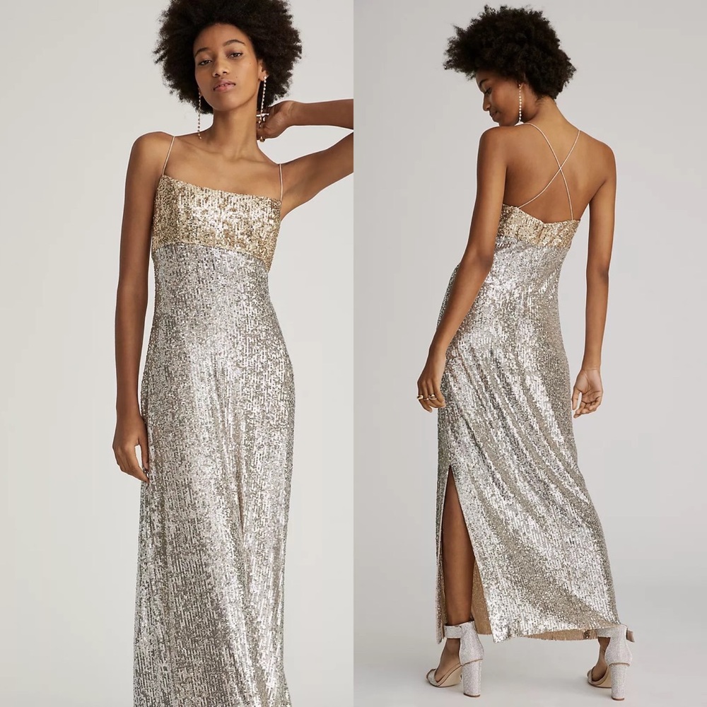 NWT Anthropologie Sachin & Babi Colorblocked Sequined Midi Dress